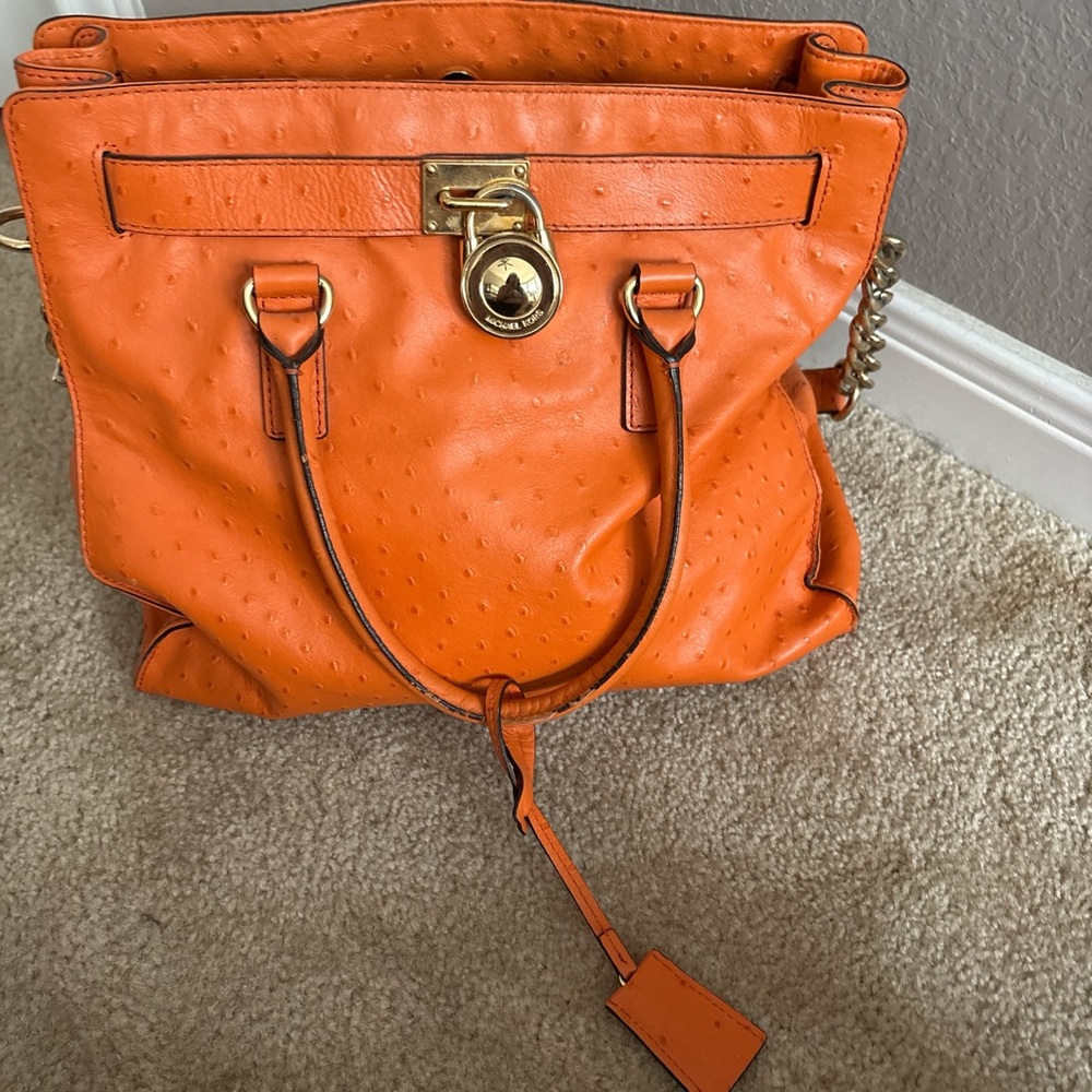 MICHAEL Michael Kors Orange Tote with Gold Hardware